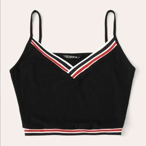 Shein black striped cami top xs